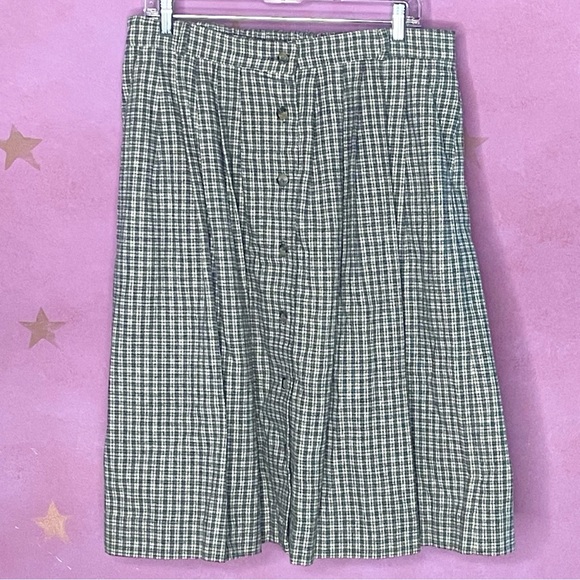 Orvis Skirts Vintage Orvis Cotton Black White Gray Plaid Pleated